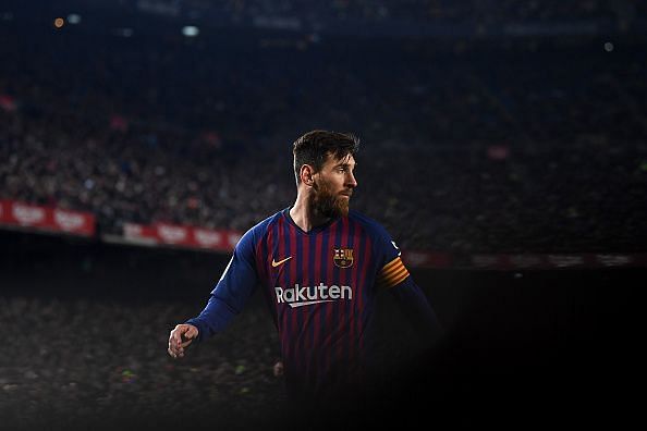 Messi in action last weekend during Barca's slender win vs. Valladolid
